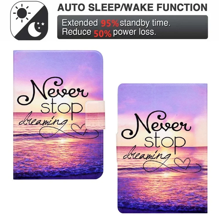 For Amazon Kindle 11th Gen (2022) Folio Flip PU Leather Cover Pattern Printing Card Holder Stand Protective Tablet Case - Seawater