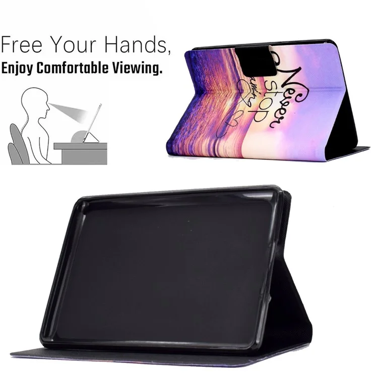 For Amazon Kindle 11th Gen (2022) Folio Flip PU Leather Cover Pattern Printing Card Holder Stand Protective Tablet Case - Seawater
