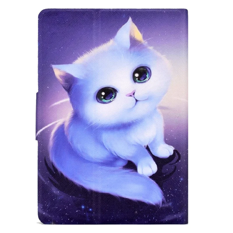 For Amazon Kindle Youth Edition 2022 Folio Flip PU Leather Cover Pattern Printing Card Holder Stand Protective Tablet Case - Cat