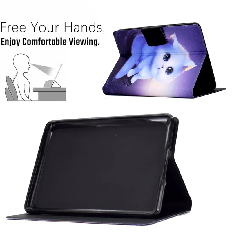 For Amazon Kindle Youth Edition 2022 Folio Flip PU Leather Cover Pattern Printing Card Holder Stand Protective Tablet Case - Cat