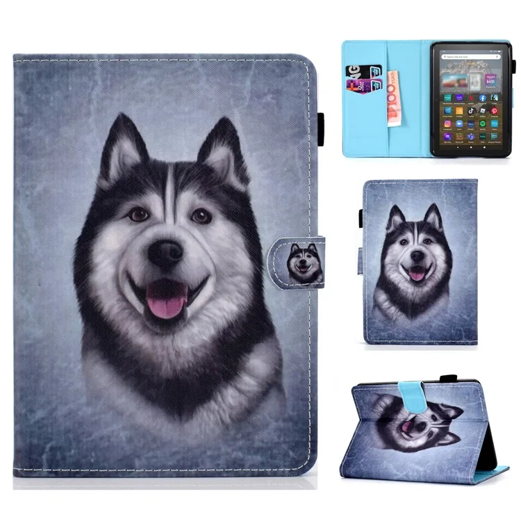 For Amazon Kindle Youth Edition 2022 Cover Stitching Line PU Leather Tablet Full Protection Case with Card Slots - Husky