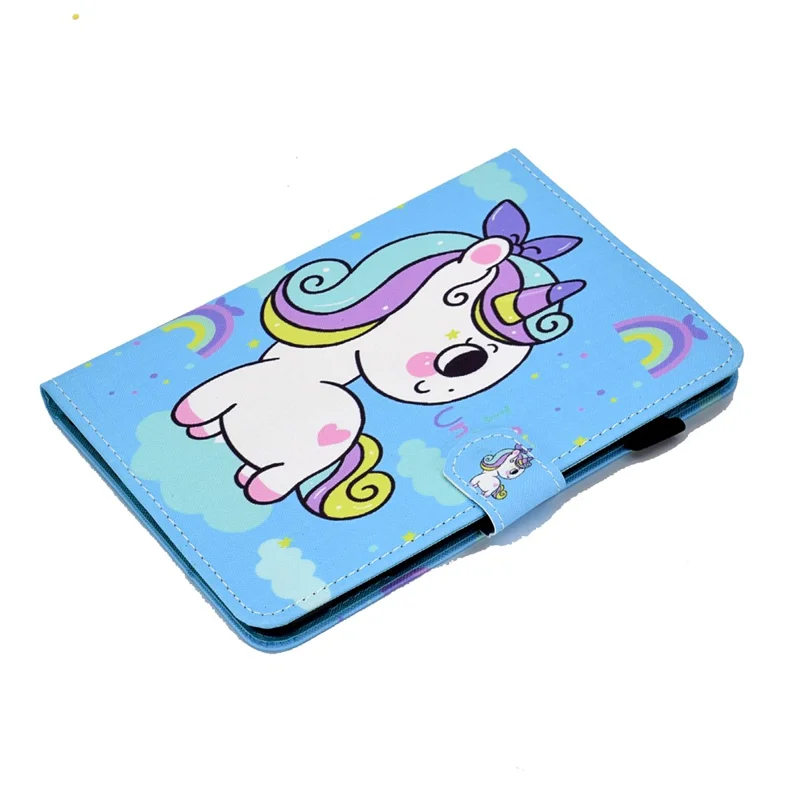 For Amazon Kindle Youth Edition 2022 Cover Stitching Line PU Leather Tablet Full Protection Case with Card Slots - Rainbow Horse