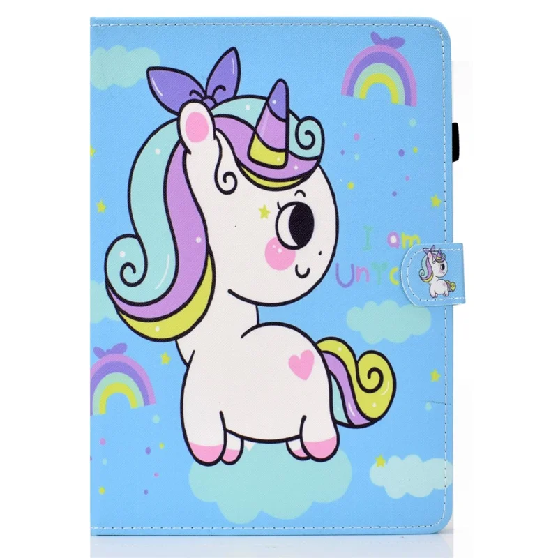 For Amazon Kindle Youth Edition 2022 Cover Stitching Line PU Leather Tablet Full Protection Case with Card Slots - Rainbow Horse