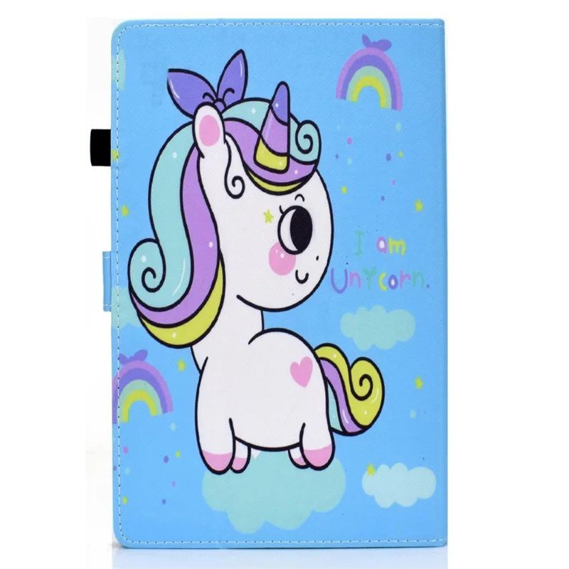 For Amazon Kindle Youth Edition 2022 Cover Stitching Line PU Leather Tablet Full Protection Case with Card Slots - Rainbow Horse