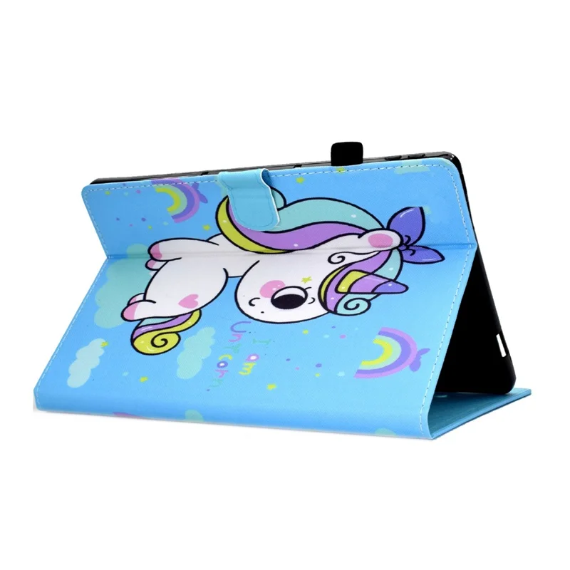 For Amazon Kindle Youth Edition 2022 Cover Stitching Line PU Leather Tablet Full Protection Case with Card Slots - Rainbow Horse
