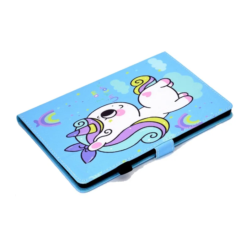 For Amazon Kindle Youth Edition 2022 Cover Stitching Line PU Leather Tablet Full Protection Case with Card Slots - Rainbow Horse