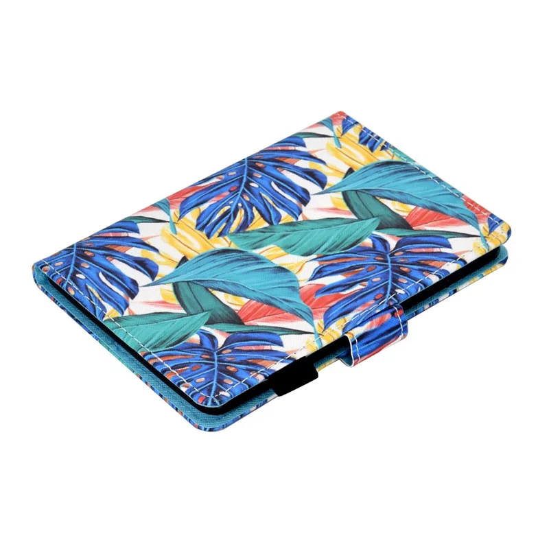 For Amazon Kindle Youth Edition 2022 Cover Stitching Line PU Leather Tablet Full Protection Case with Card Slots - Leaves