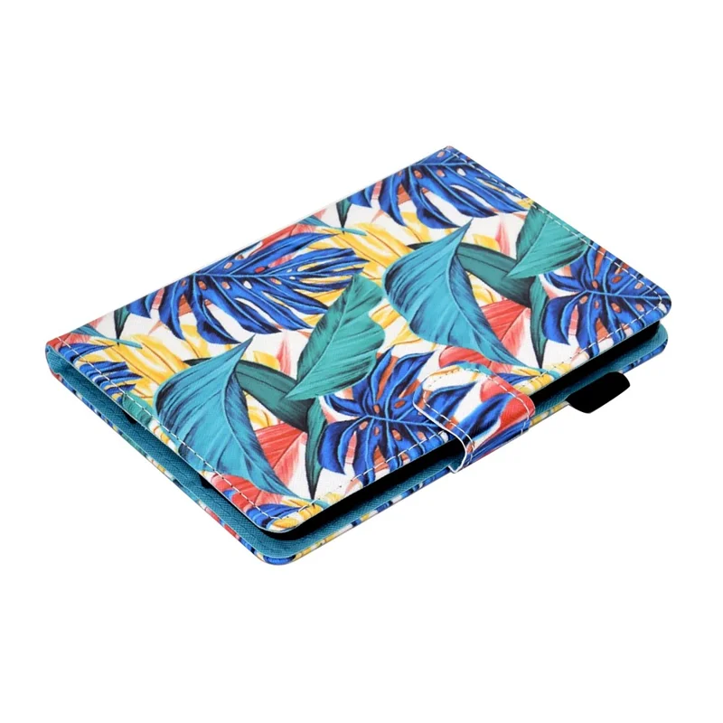 For Amazon Kindle Youth Edition 2022 Cover Stitching Line PU Leather Tablet Full Protection Case with Card Slots - Leaves