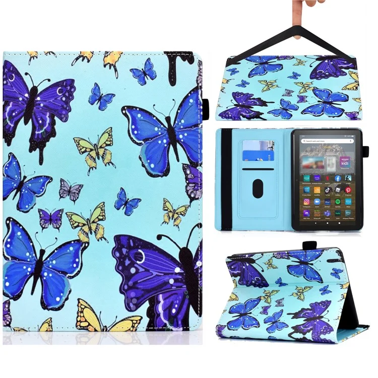 For Amazon Kindle 11th Gen (2022) PU Leather Book Style Flip Tablet Case Pattern Printing Card Holder Shockproof Cover with Elastic Band - Butterflies