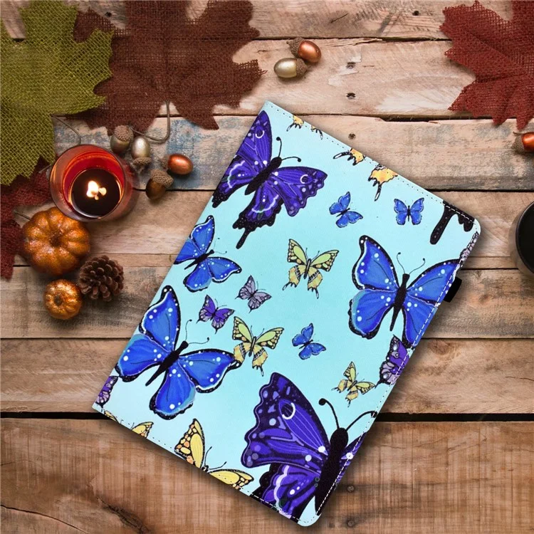 For Amazon Kindle 11th Gen (2022) PU Leather Book Style Flip Tablet Case Pattern Printing Card Holder Shockproof Cover with Elastic Band - Butterflies