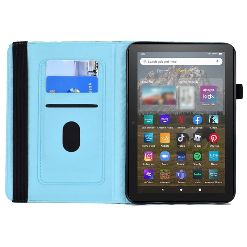 For Amazon Kindle Youth Edition 2022 PU Leather Book Style Flip Tablet Case Pattern Printing Card Holder Shockproof Cover with Elastic Band - Blue Rose