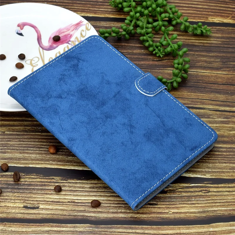 For Amazon Kindle Youth Edition 2022 Cloth Texture PU Leather Protective Case Card Slot Stand Folio Tablet Cover with Pencil Holder - Blue