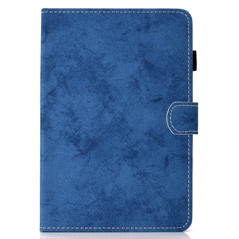 For Amazon Kindle Youth Edition 2022 Cloth Texture PU Leather Protective Case Card Slot Stand Folio Tablet Cover with Pencil Holder - Blue