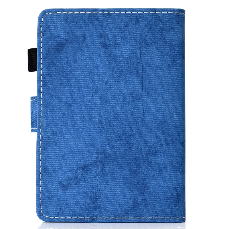 For Amazon Kindle Youth Edition 2022 Cloth Texture PU Leather Protective Case Card Slot Stand Folio Tablet Cover with Pencil Holder - Blue