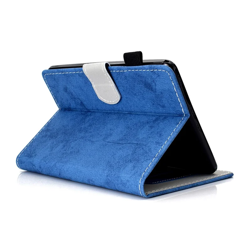 For Amazon Kindle Youth Edition 2022 Cloth Texture PU Leather Protective Case Card Slot Stand Folio Tablet Cover with Pencil Holder - Blue