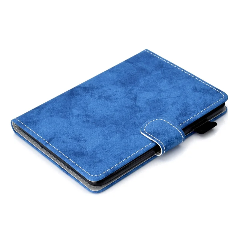 For Amazon Kindle Youth Edition 2022 Cloth Texture PU Leather Protective Case Card Slot Stand Folio Tablet Cover with Pencil Holder - Blue