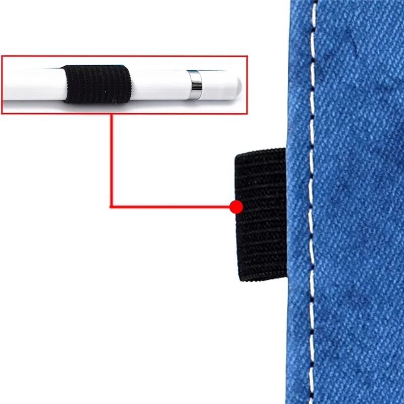 For Amazon Kindle Youth Edition 2022 Cloth Texture PU Leather Protective Case Card Slot Stand Folio Tablet Cover with Pencil Holder - Blue