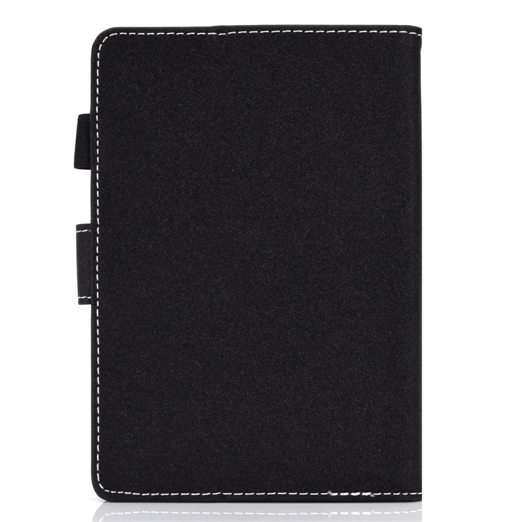 Per Amazon Kindle Youth Edition 2022 Custodia Tablet in Pelle PU con Cucitura Linea, Slot per Schede, Supporto Pieghevole, Coperchio a Portafoglio con Supporto per Matita - Nero