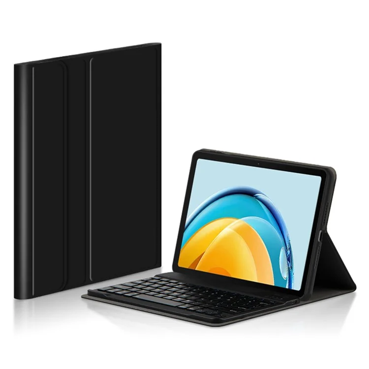 Für Huawei MatePad SE 10,4-Zoll-Lederstativ-Tablet-Hülle mit abnehmbarer magnetischer kabellose Tastatur (ohne Touchpad) - Schwarz