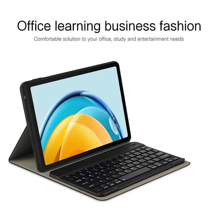 Für Huawei MatePad SE 10,4-Zoll-Lederstativ-Tablet-Hülle mit abnehmbarer magnetischer kabellose Tastatur (ohne Touchpad) - Schwarz