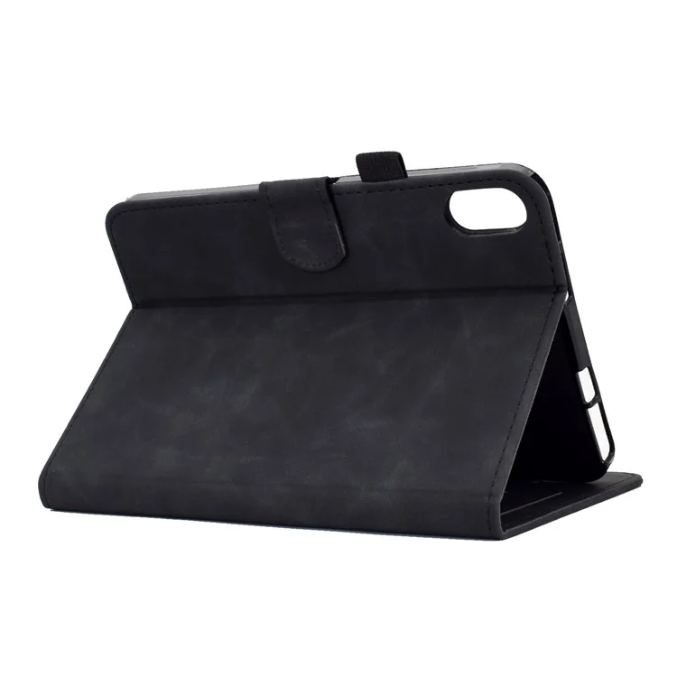 For iPad (2025) / 10.9 (2022) Microfiber Leather + TPU Tablet Cover Tower Pattern Imprinted Foldable Stand Card Holder Protective Tablet Case - Black