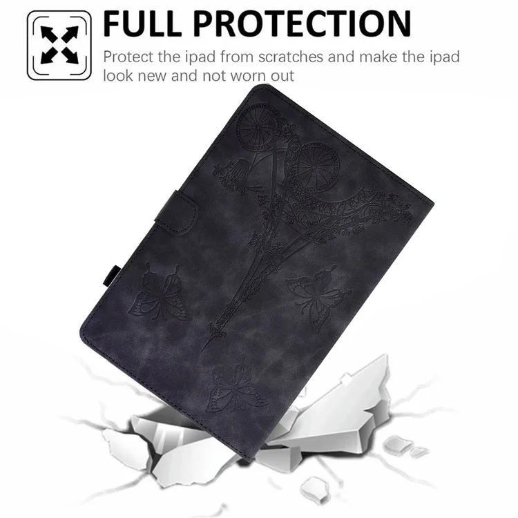 Für Amazon Kindle Paperwhite 5 (2021) Tower Bike Butterfly Muster Geprägtes E-reader-gehäuse Mikrofaser-lederkartenhalter Hülle Hülle - Schwarz