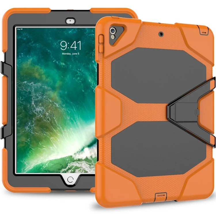 Per Ipad Air 10,5 Pollici (2019) / Ipad Pro da 10,5 Pollici (2017) Rugged Copertina di Cavalletto Per Shock da Tablet Protettivo PC + Copertina di Cavalletto in Silicone - Arancia