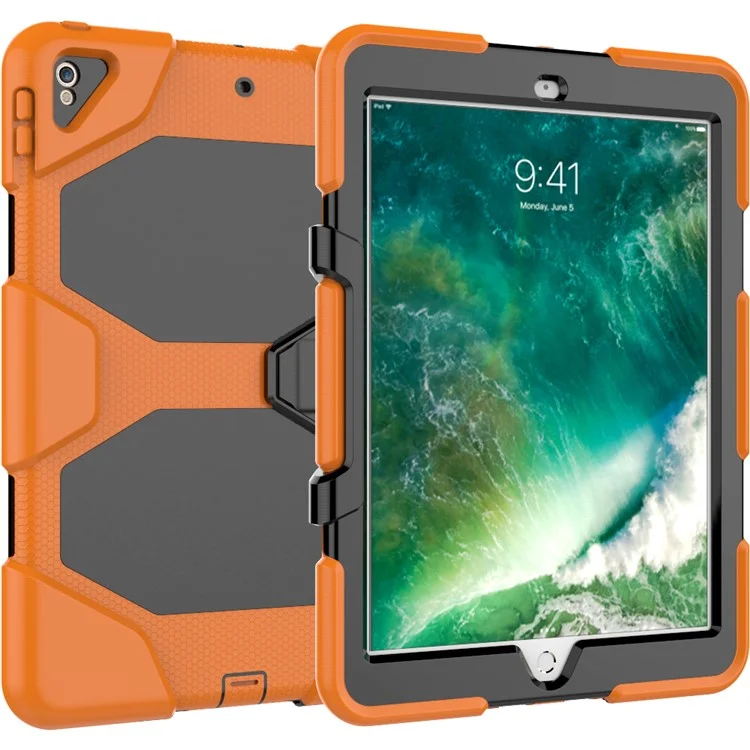 For iPad Air 10.5 inch (2019) / iPad Pro 10.5-inch (2017) Rugged Protective Tablet Case Shockproof PC + Silicone Kickstand  Cover - Orange