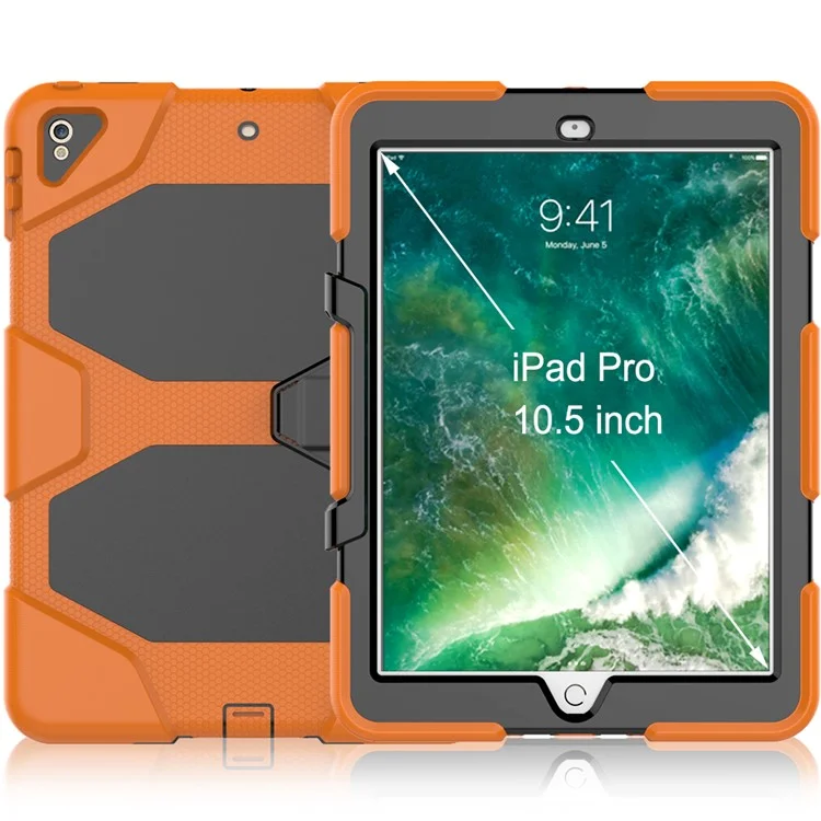 Per Ipad Air 10,5 Pollici (2019) / Ipad Pro da 10,5 Pollici (2017) Rugged Copertina di Cavalletto Per Shock da Tablet Protettivo PC + Copertina di Cavalletto in Silicone - Arancia