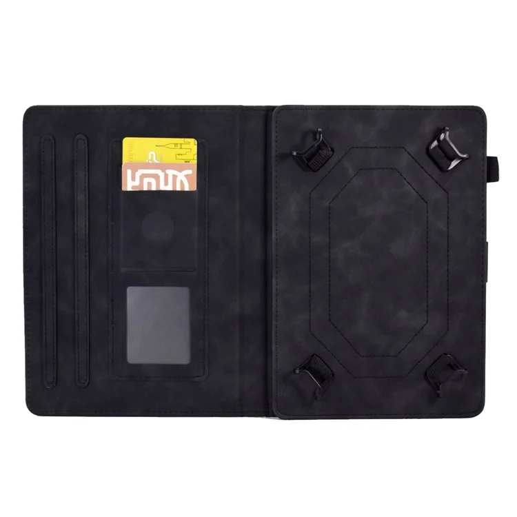 Microfiber Leather Case for Universal 7-inch Tablet, Tower Bike Butterfly Pattern Imprinted Shell Stand Smart Card Holder Protective Tablet Cover - Black