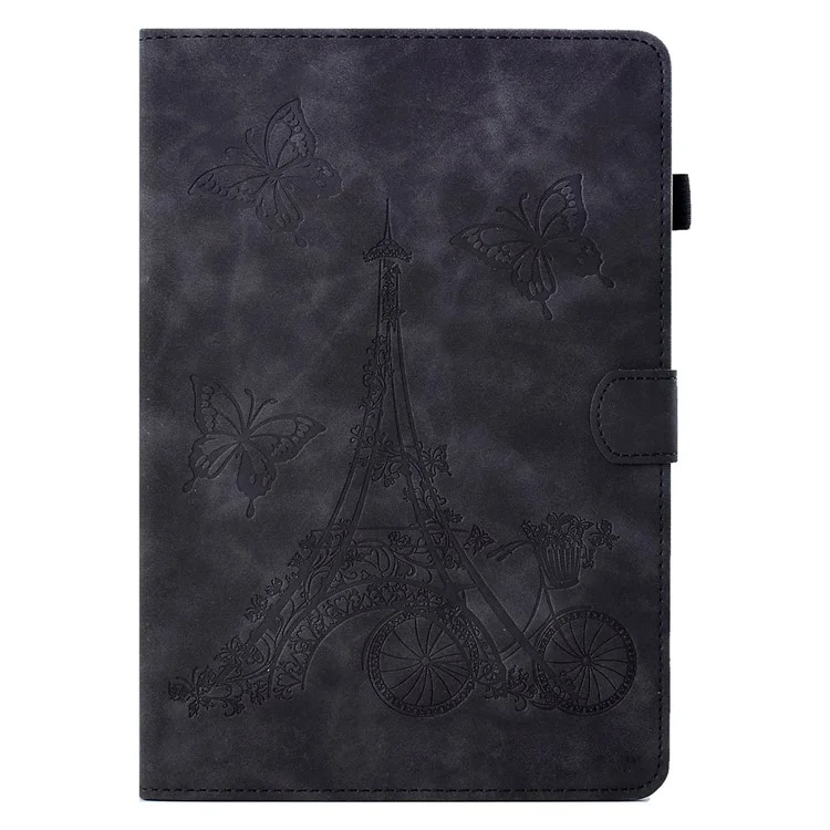 Microfiber Leather Case for Universal 7-inch Tablet, Tower Bike Butterfly Pattern Imprinted Shell Stand Smart Card Holder Protective Tablet Cover - Black