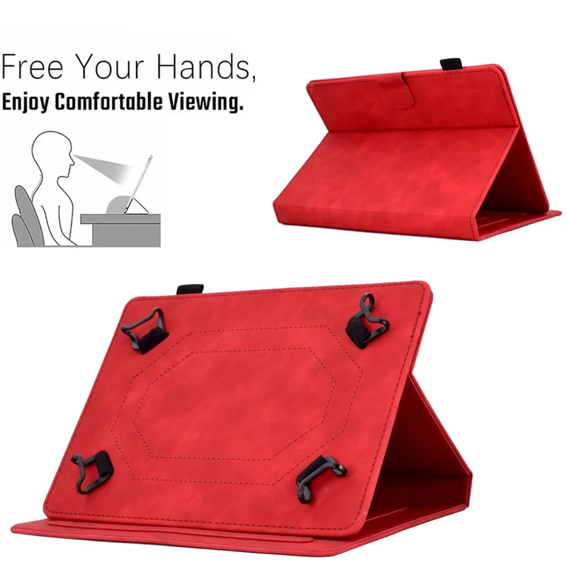 Microfiber Leather Case for Universal 7-inch Tablet, Tower Bike Butterfly Pattern Imprinted Shell Stand Smart Card Holder Protective Tablet Cover - Red