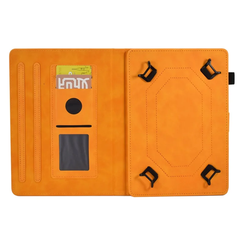 Microfiber Leather Case for Universal 7-inch Tablet, Tower Bike Butterfly Pattern Imprinted Shell Stand Smart Card Holder Protective Tablet Cover - Khaki