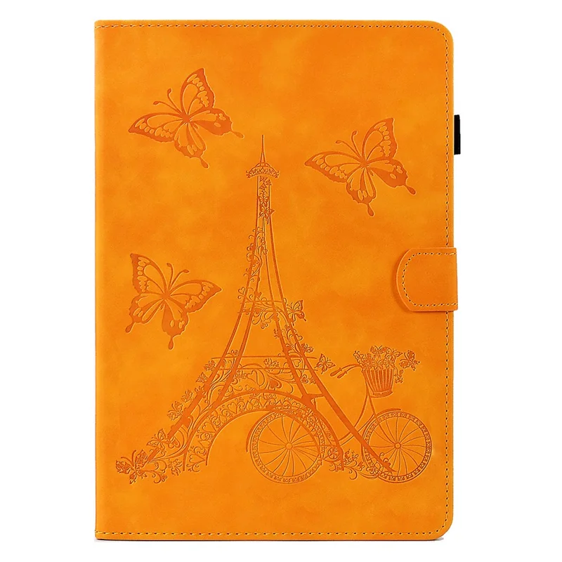 Microfiber Leather Case for Universal 7-inch Tablet, Tower Bike Butterfly Pattern Imprinted Shell Stand Smart Card Holder Protective Tablet Cover - Khaki