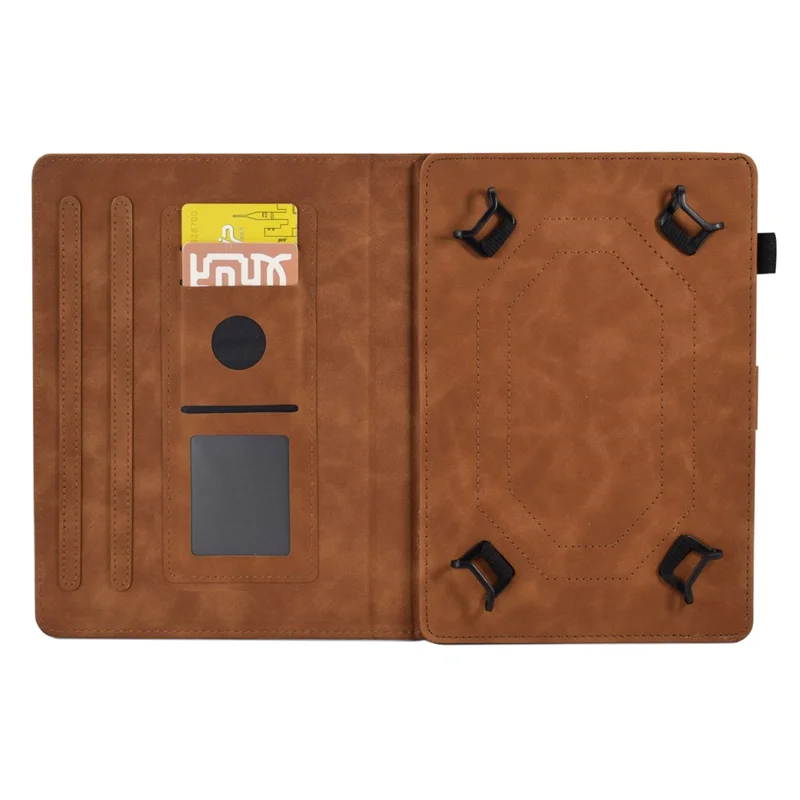 Microfiber Leather Case for Universal 7-inch Tablet, Tower Bike Butterfly Pattern Imprinted Shell Stand Smart Card Holder Protective Tablet Cover - Brown