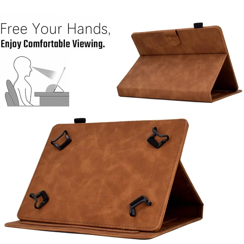Microfiber Leather Case for Universal 7-inch Tablet, Tower Bike Butterfly Pattern Imprinted Shell Stand Smart Card Holder Protective Tablet Cover - Brown
