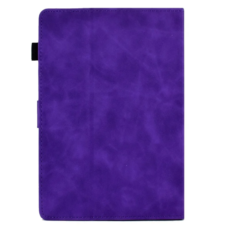 Mikrofiberskindetække til universal 7" tablet, med indpræget tårn-, cykel- og sommerfuglmønster, stander, smartkortholder, beskyttende tabletdeksel - Lilla