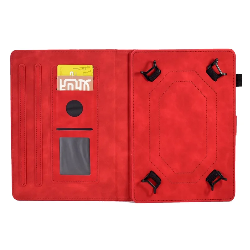 Tower Bike Butterfly Pattern Imprinted Cover for 8-inch Tablet, Microfiber Leather Stand Smart Protective Tablet Case with Card Holder - Red