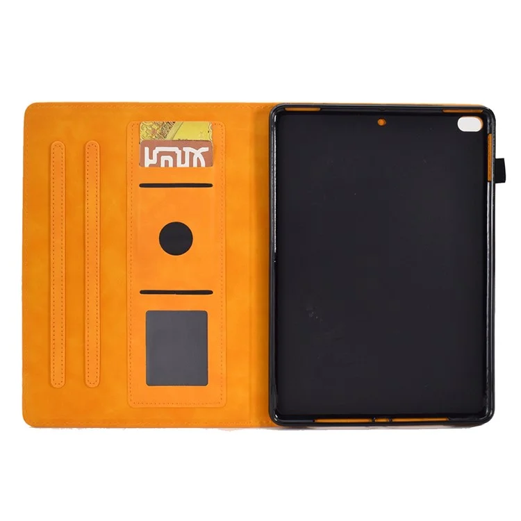 For iPad 10.2 (2021) / (2020) / (2019) / iPad Air 10.5 inch (2019) / iPad Pro 10.5-inch (2017) Microfiber Leather Stand Case Tower Bike Butterfly Pattern Imprinted Card Holder Tablet Cover - Khaki