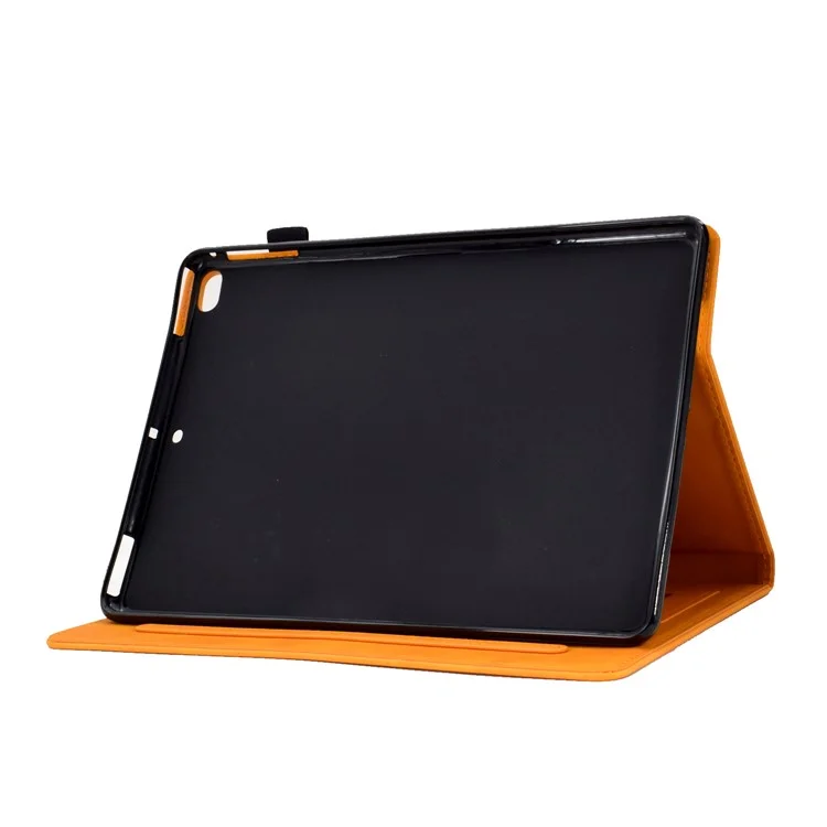 For iPad 10.2 (2021) / (2020) / (2019) / iPad Air 10.5 inch (2019) / iPad Pro 10.5-inch (2017) Microfiber Leather Stand Case Tower Bike Butterfly Pattern Imprinted Card Holder Tablet Cover - Khaki