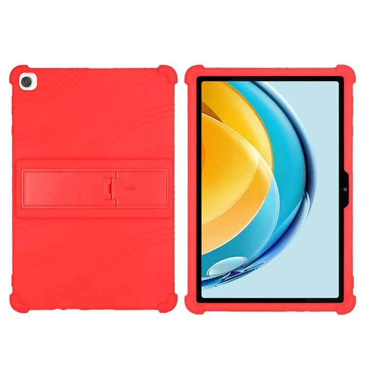 For Huawei MatePad SE 10.4-inch Soft Silicone Tablet Case PC Kickstand Shock-absorbing Tablet Cover - Red