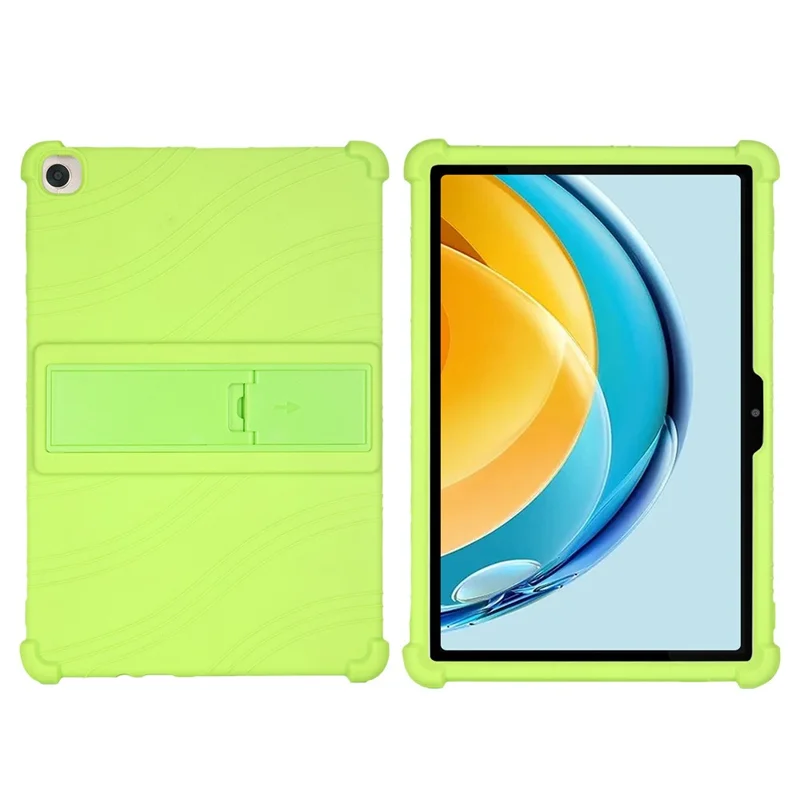 For Huawei MatePad SE 10.4-inch Soft Silicone Tablet Case PC Kickstand Shock-absorbing Tablet Cover - Green
