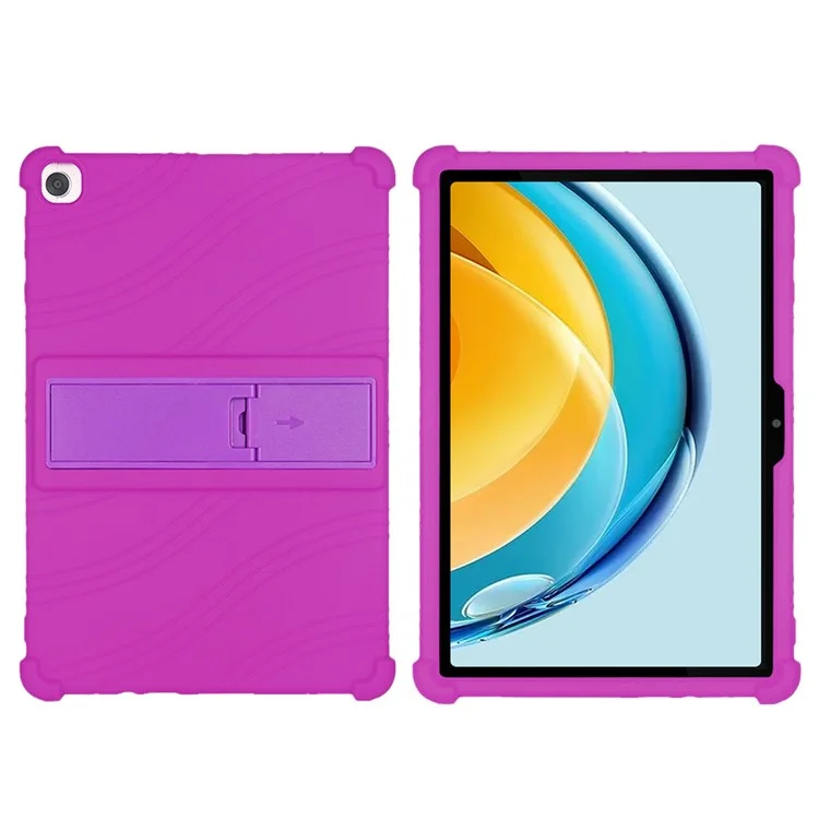 For Huawei MatePad SE 10.4-inch Soft Silicone Tablet Case PC Kickstand Shock-absorbing Tablet Cover - Purple