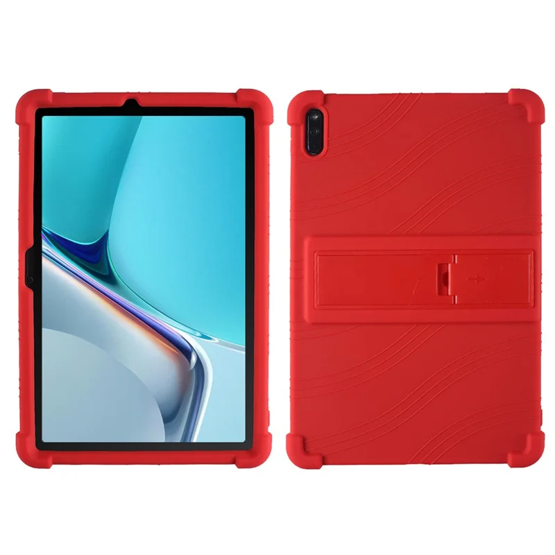 Protective Cover for Huawei MatePad 11 (2021), PC Kickstand Anti-fall Soft Silicone Tablet Case - Red