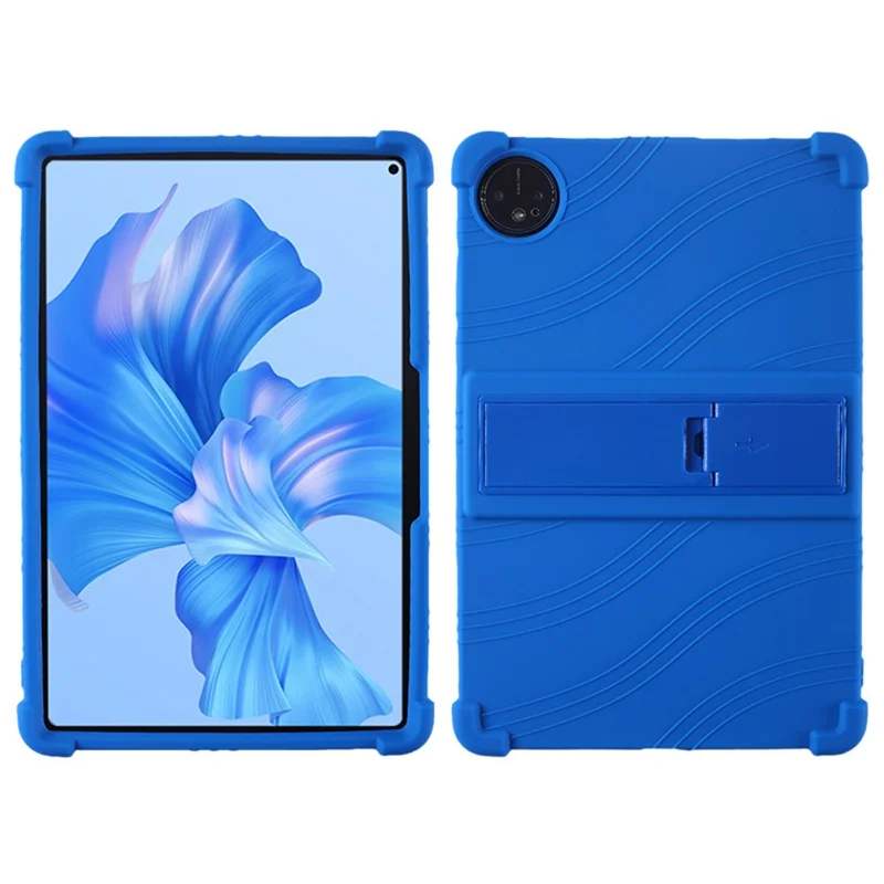 For Huawei MatePad Pro 11 (2022) Soft Silicone Tablet Case PC Kickstand Collision Resistant Tablet Cover - Dark Blue