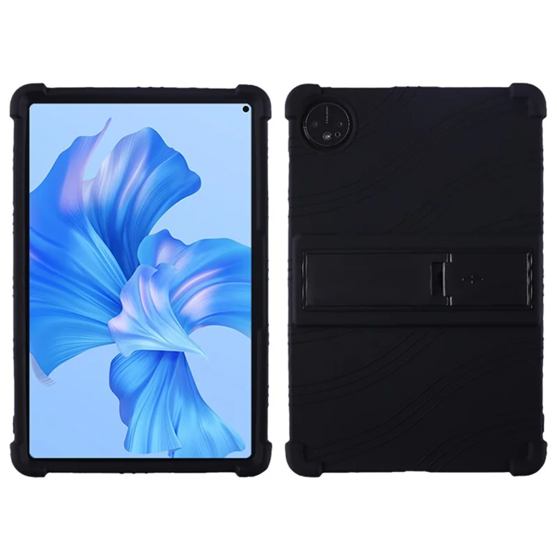For Huawei MatePad Pro 11 (2022) Soft Silicone Tablet Case PC Kickstand Collision Resistant Tablet Cover - Black
