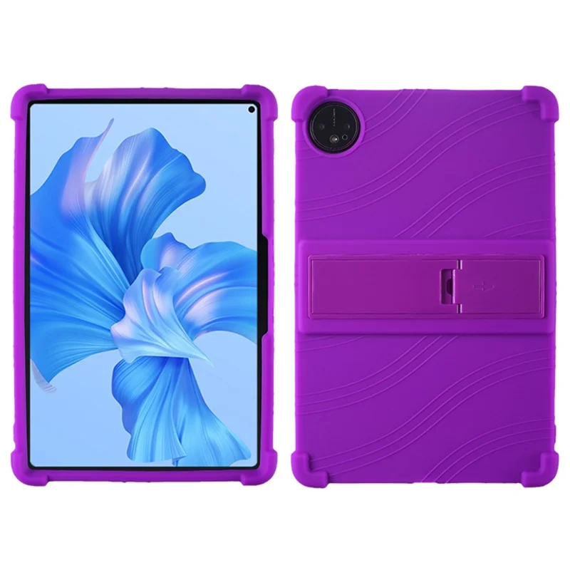 For Huawei MatePad Pro 11 (2022) Soft Silicone Tablet Case PC Kickstand Collision Resistant Tablet Cover - Purple