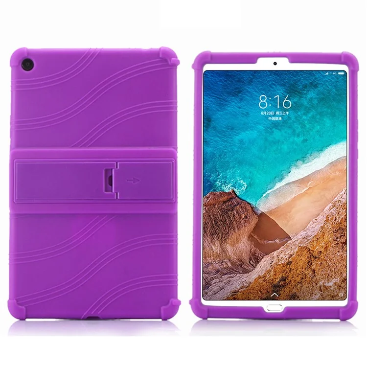 For Xiaomi Mi Pad 4 Plus Soft Silicone Tablet Case PC Kickstand Bump Proof Tablet Cover - Purple