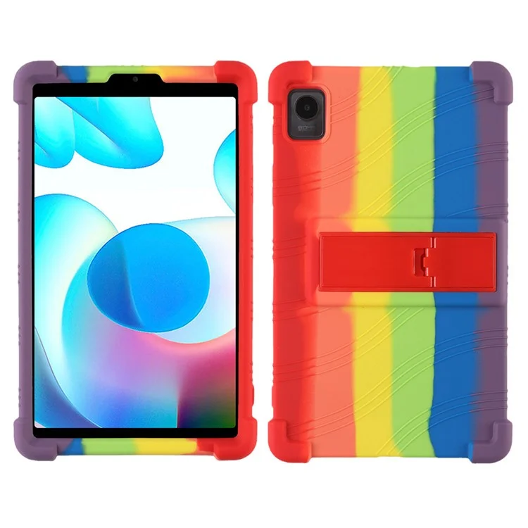 Cover protettiva per Realme Pad Mini 8.7 pollici con supporto PC, custodia per tablet in silicone morbido resistente ai graffi - Arcobaleno