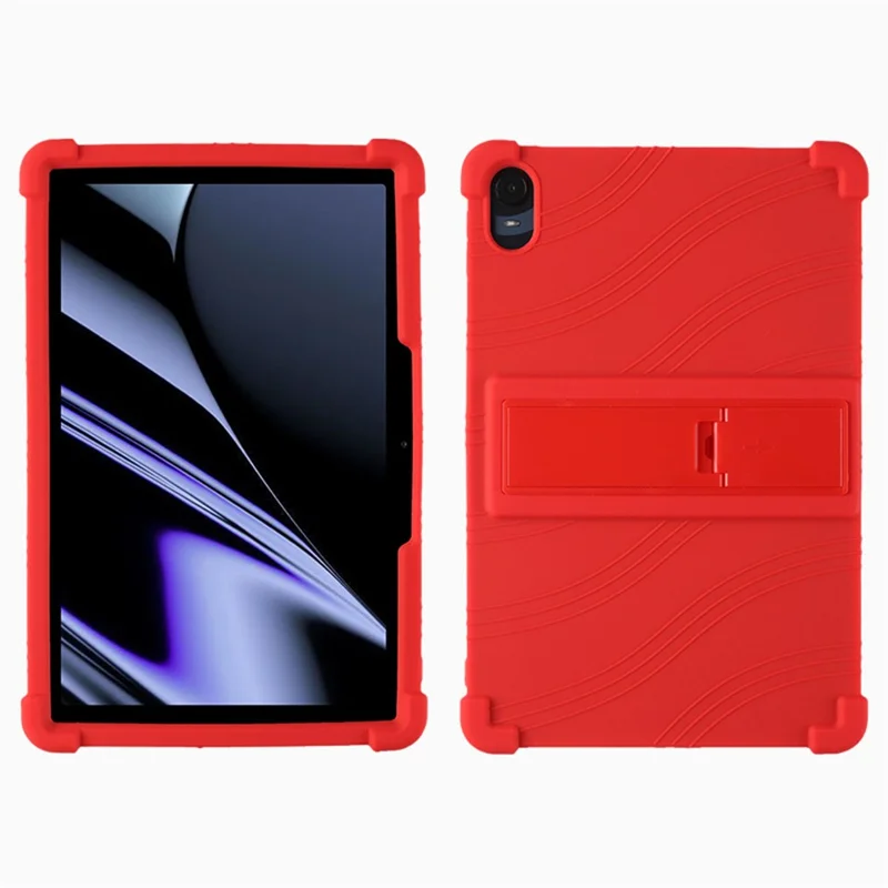 Protective Cover for Oppo Pad 11-inch, Shock-absorbing Soft Silicone Tablet Case with PC Kickstand - Red